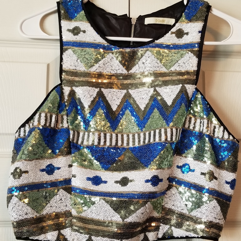 Do & Be Sequined Crop Top. Sz M